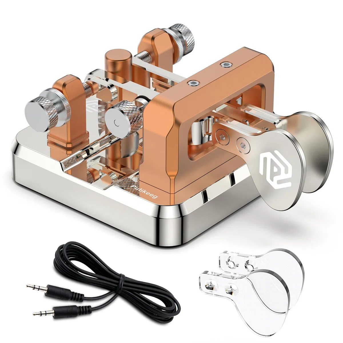 Putikeeg Touche CW Morse, touche télégraphe, bouton radio amateur CW, clavier de code morse, clavier télégramme, émetteur de code morse, touches CW double levier