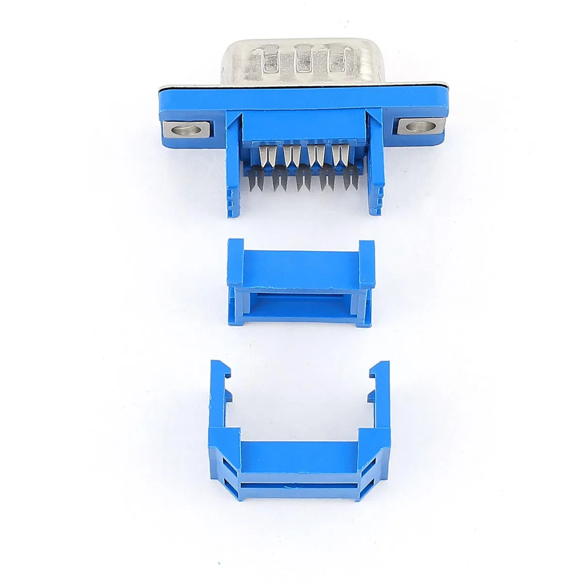 QUARKZMAN D-SUB DB9 9 Broche Mâle IDC Type Sertissage Adaptateur Connecteur et 9 Broches 2 Rangées Femelle Prise IDC Sertissage Port Terminal pour Plat Ruban Câble Bleu 1 Jeu