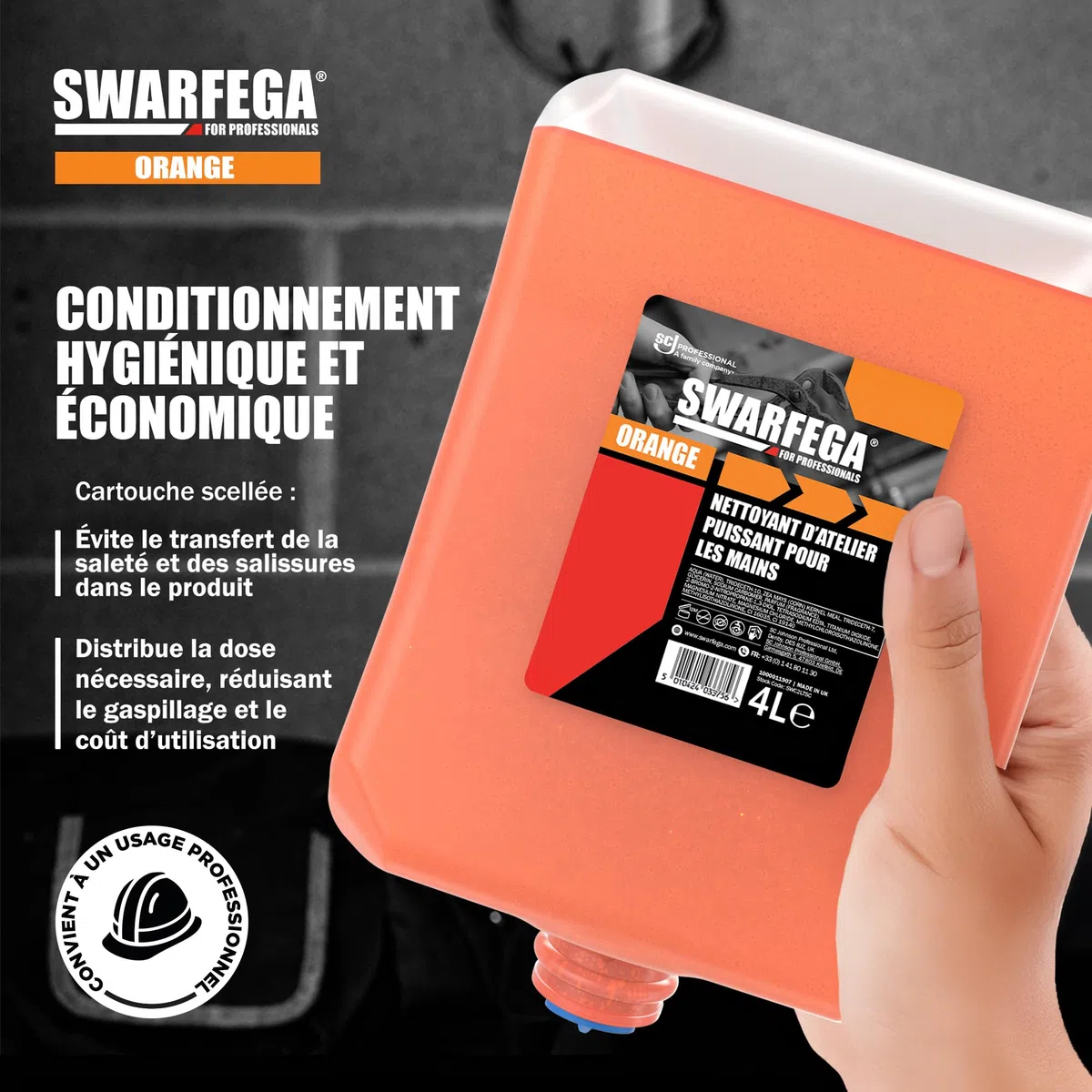 Swarfega Orange – Nettoyant Industriel Mains – Recharge 4 L – sans solvant – Usage Professionnel