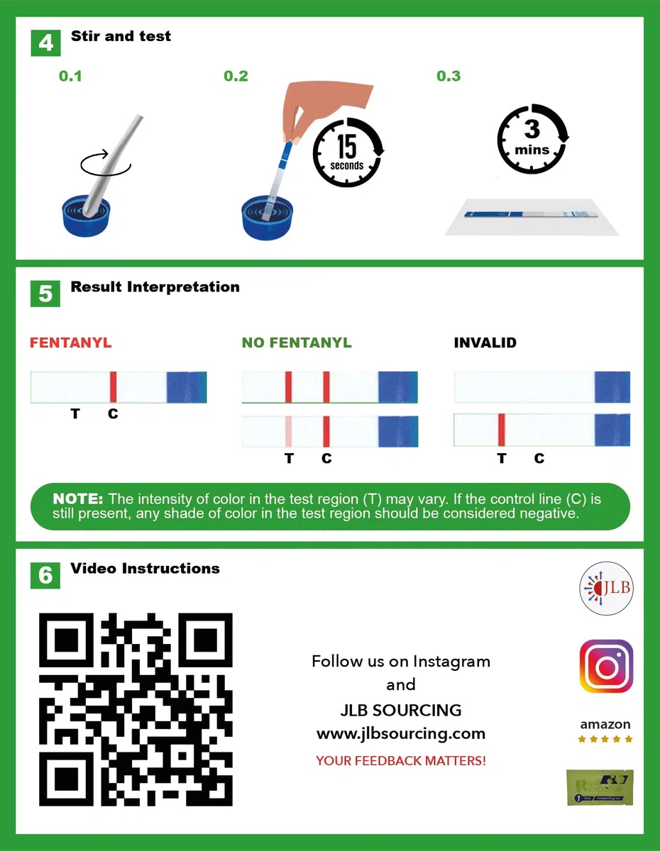 Rapid Response Bandelettes de test de fentanyl - Bandelettes de fentanyl les plus vendues au monde - Outil de réduction des risques - Prévention des surdoses (5)