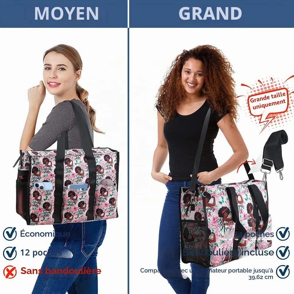ABAMERICA Nurse Bags for Work Nursing Bag Multiple Pockets Waterproof Organizing Zip Top Clinical Bag for Nursing Students Home Health