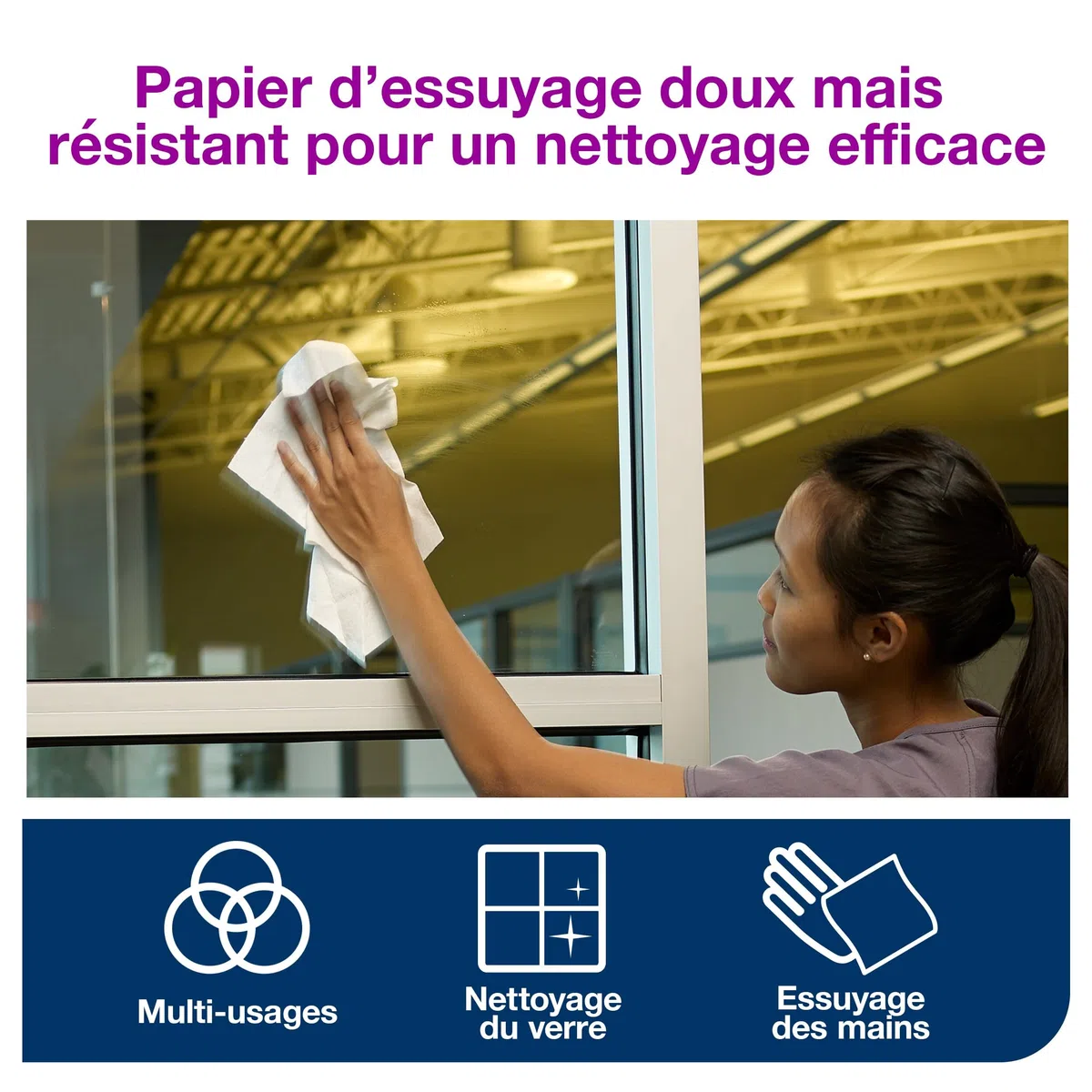 Tork Papier d'Essuyage à Dévidage Central blanc M1, Essuyage Mains et Surfaces, 12 x 343 feuilles, 473252