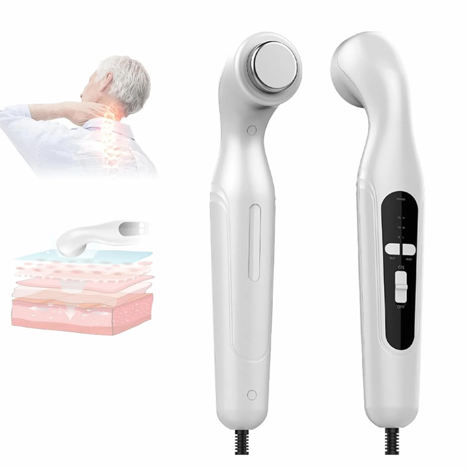 Appareil à ultrasons portable pour la thérapie de la douleur et l'arthrose, 3 vitesses, minuterie, appareil de massage à ultrasons pour la maison pour les douleurs musculaires et dorsales