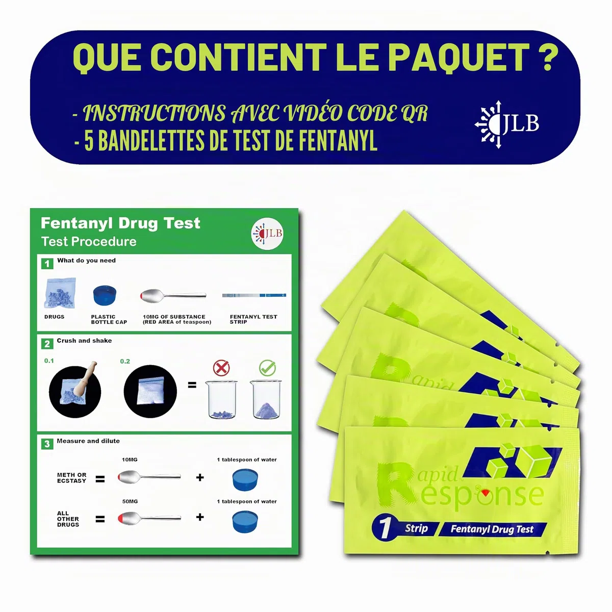 Rapid Response Bandelettes de test de fentanyl - Bandelettes de fentanyl les plus vendues au monde - Outil de réduction des risques - Prévention des surdoses (5)