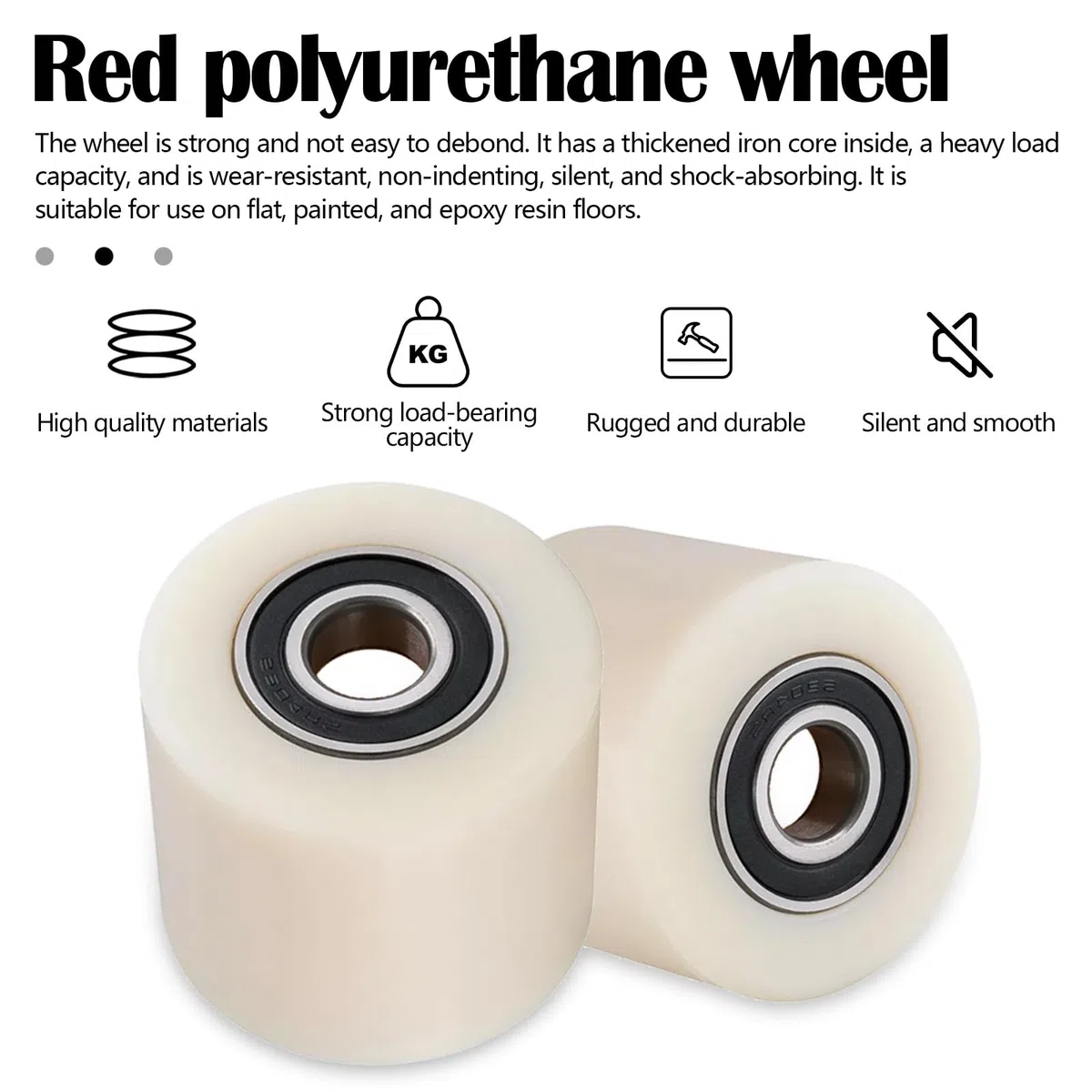 Lot de 4 Roue Transpalette en Nylon en 80 x 70 mm, Axe 20 mm Roues de Transpalette avec Roulements à Billes Roues Capacité de Charge de 1000 kg pour Transpalettes Camions de Transport