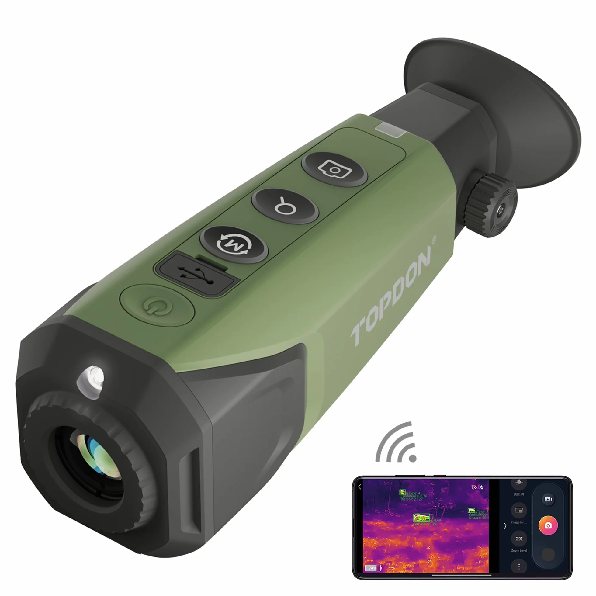TOPDON TS004 Monoculaire Thermique, 320x240 TISR IR-Résolution 50Hz Camera Thermique pour la Chasse, 11h Autonomie, Objectif 13mm, 410m Portée de Détection, Etanchéité IP67, Zoom Numérique 8X, 32G