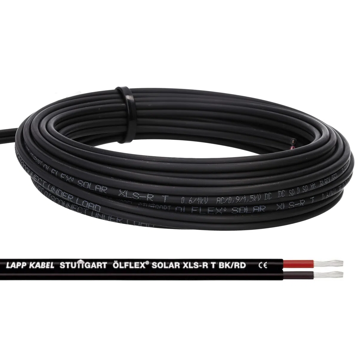 10 mètres de câble solaire Lapp ÖLFLEX SOLAR XLS-R T 2X2,5mm² BK/RD Câble solaire jumelé