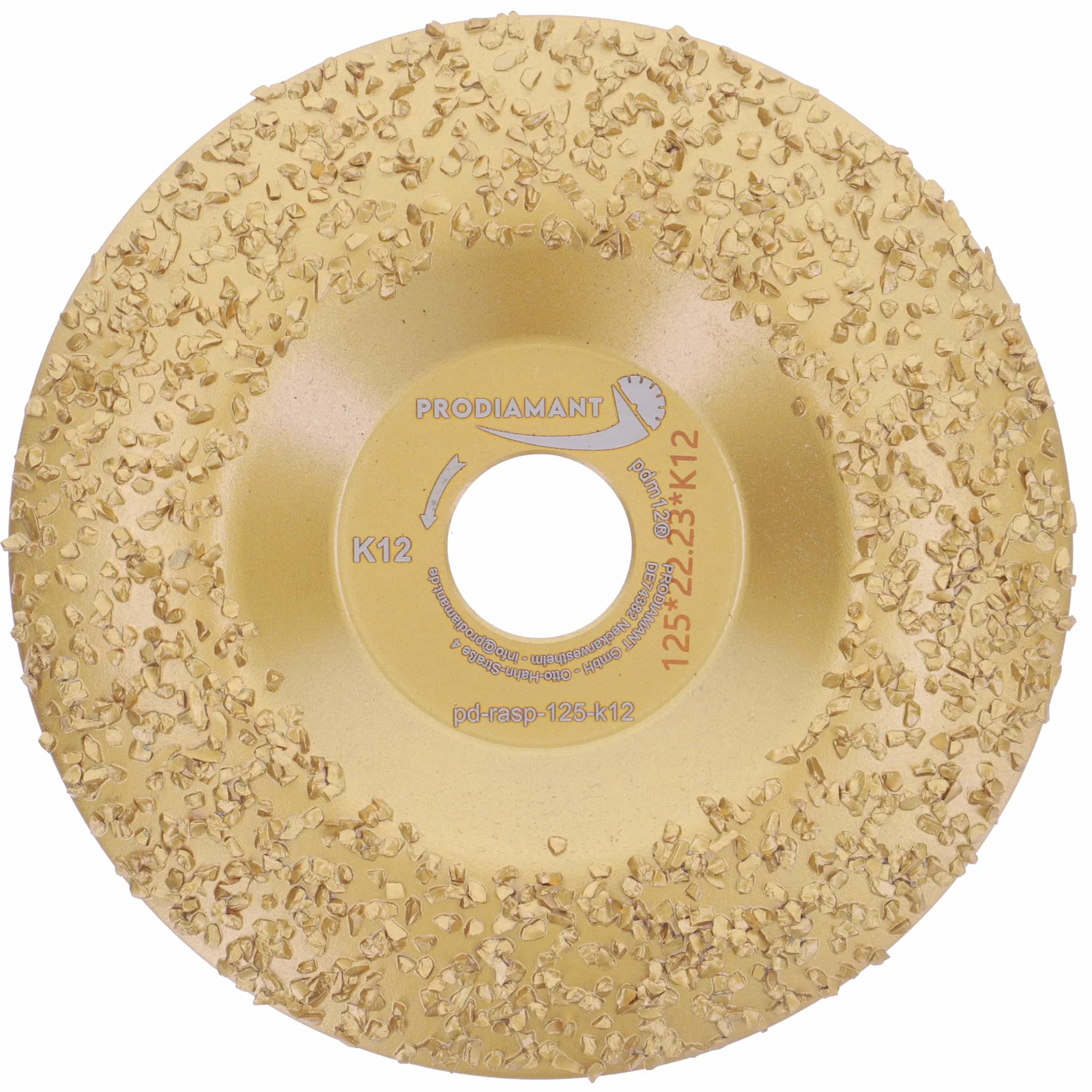 PRODIAMANT Disque à râper Ø 125 mm x 22,23 mm, K12 – disque abrasif grossier en carbure de tungstène pour meuleuse d’angle, idéal pour le meulage, le dégrossissage et le façonnage rapide