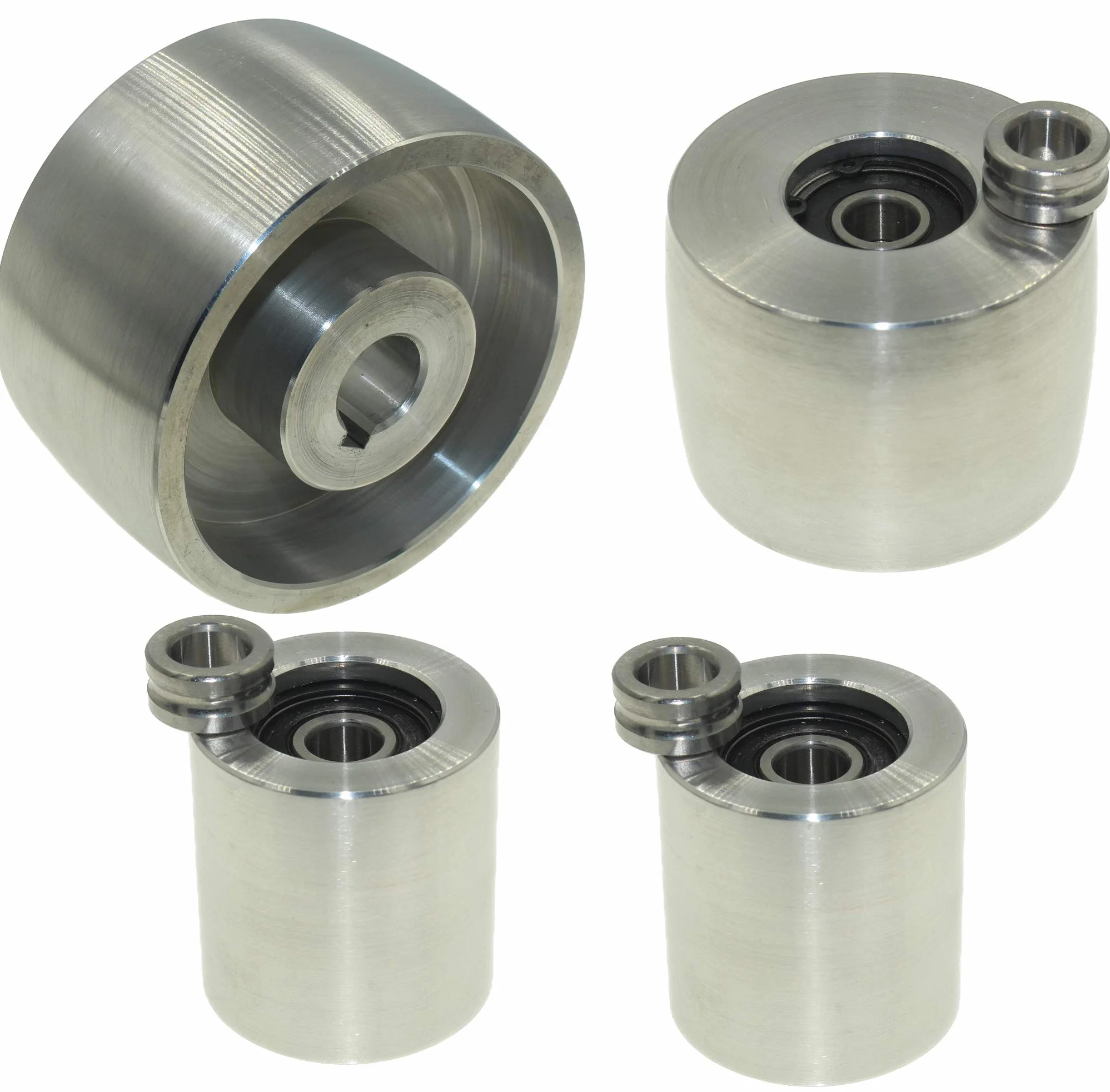 (AL4-19) Kit de meuleuse à courroie fraisée CNC pour aiguiseur de couteaux 100 mm Entraînement 19 mm Tige 75 mm Roue de direction 50 mm Idler