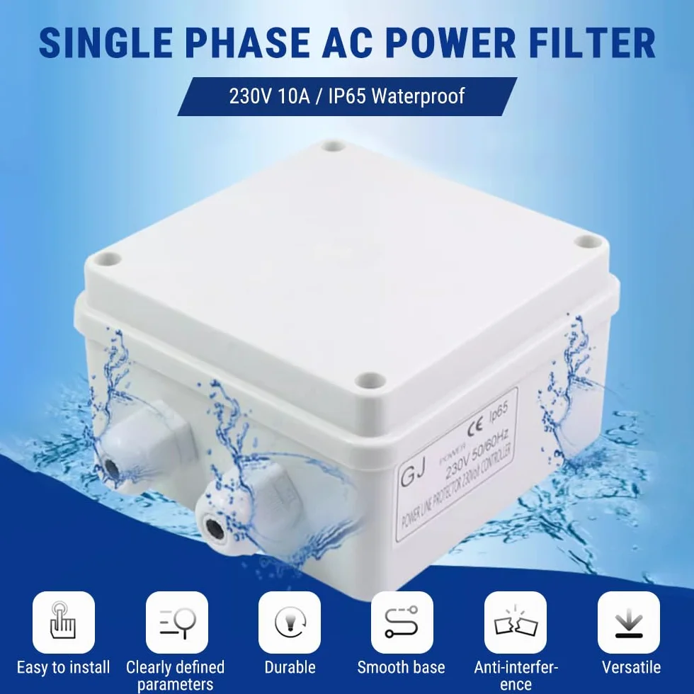 Filtre Antiparasite EMI, Filtres Secteur Monophasé 230V 10A, Filtre d'Alimentation Prise de Courant, pour Équipement Mécanique, Éclairage, Équipement de Communication