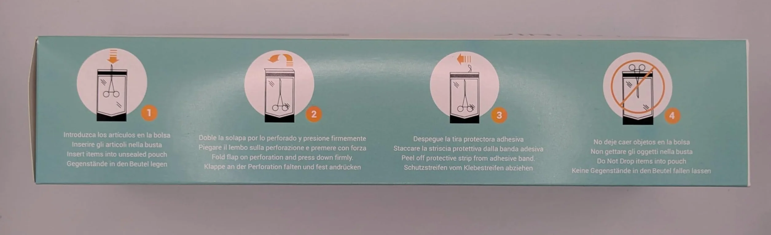 Lot de 200 sacs auto-adhésifs pour stérilisation à la vapeur et EtO (190 x 360 mm)