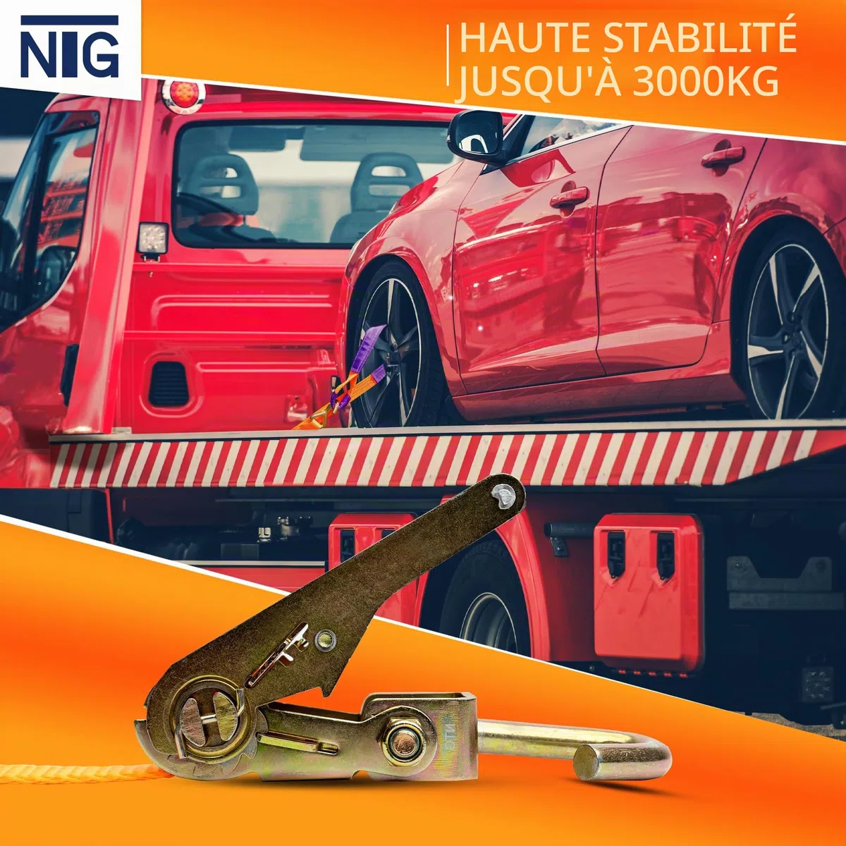 4 pièces de Sangles d'arrimage pour Le Transport en Voiture Un Seul Point d'arrimage nécessaire 35mm Sangle de sécurité de Roue Sangle d'arrimage Transport en Voiture Sangle de Pneu