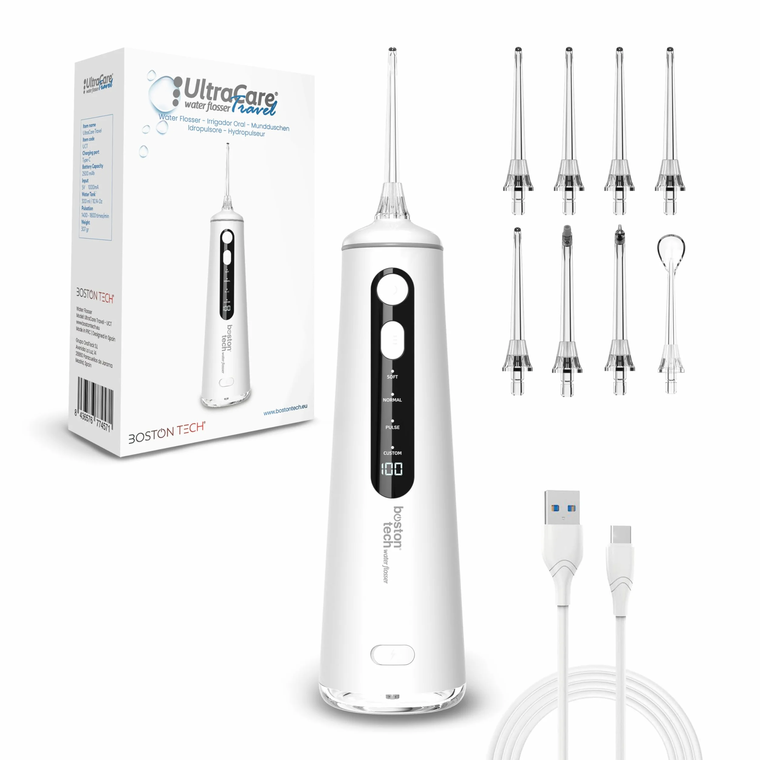 Aquapik® 100 Hydropulseurs dentaires professionnels |Élimine la plaque + Recommandé par les dentistes | (F. PORTABLE)