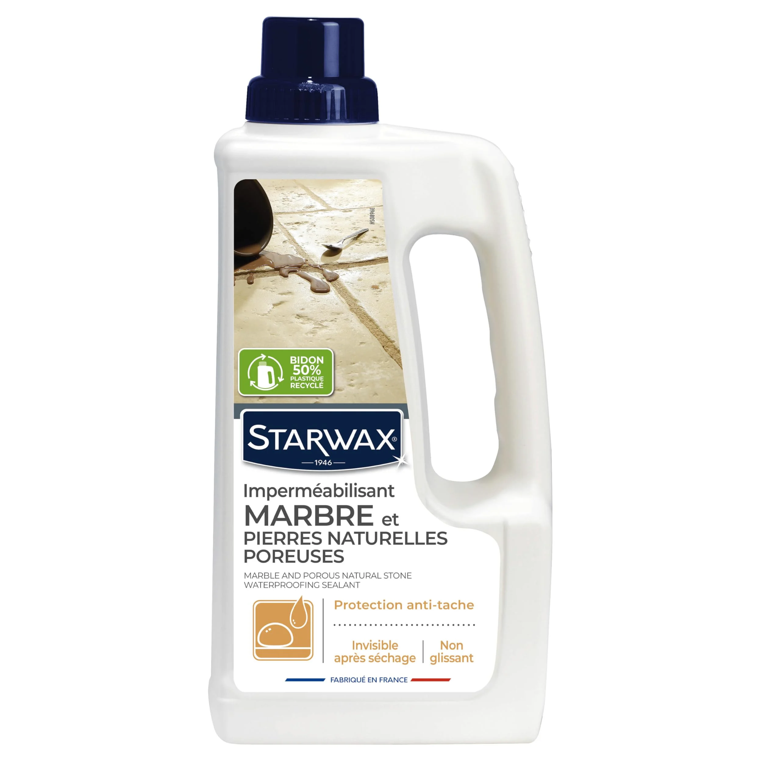 STARWAX Imperméabilisant marbre et pierres naturelles poreuses 1L | Protège contre les taches, protection invisible, efficace contre eau huile vinaigre et graisses, rendement 10 à 20m²