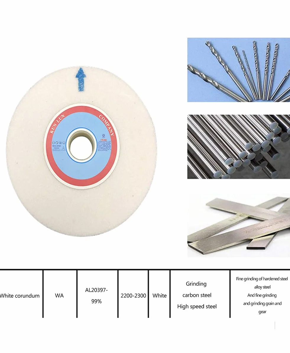 Meule en Corindon Blanc - OD : 200 Mm, Diamètre du Trou : 32 Mm, Épaisseur : 20 Mm 1 Pc pour des Applications Telles Que L'acier Ou Les Métaux,100 Grit