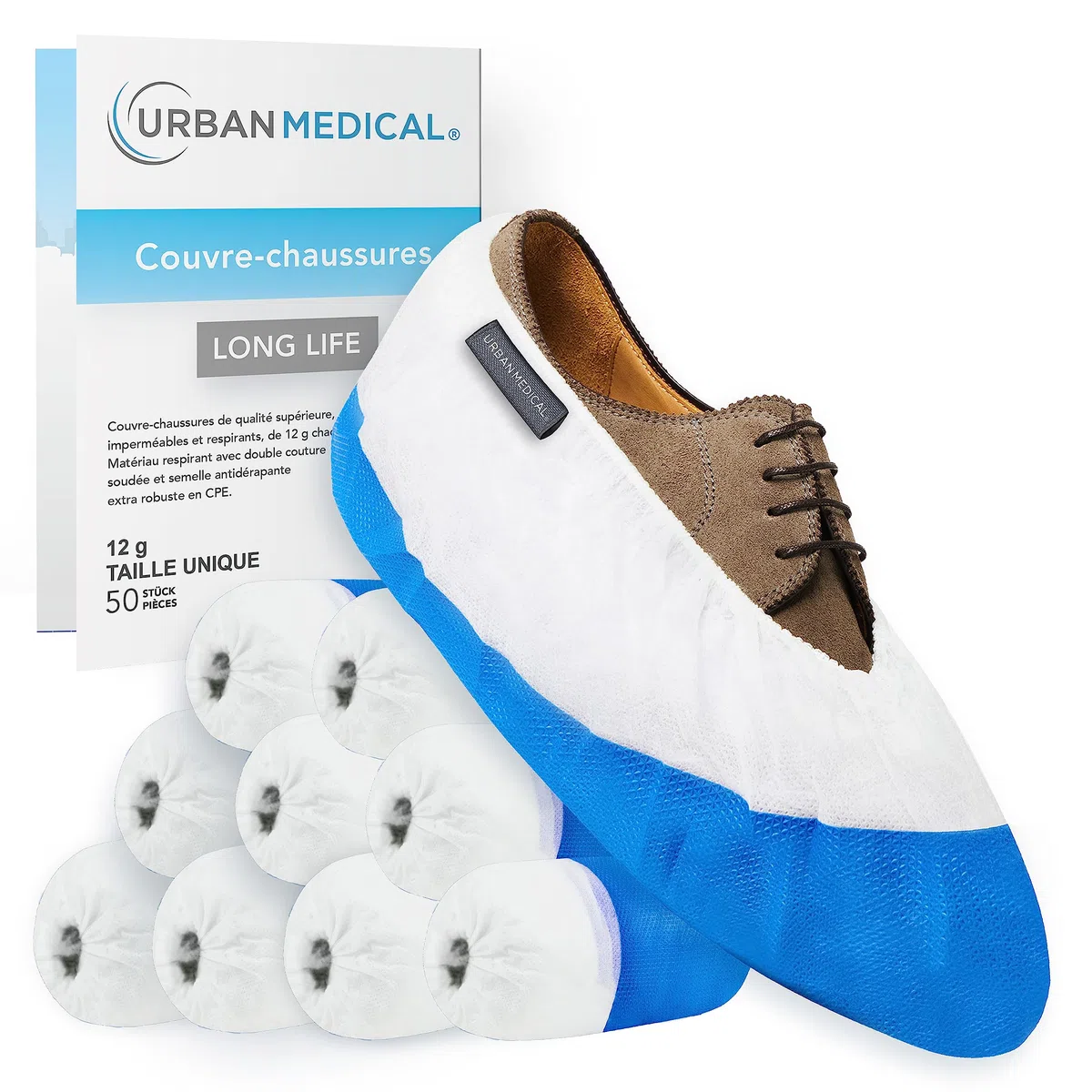 50x Surchaussures Extra Résistant Jetable/Réutilisable avec Semelle Antidérapante | LONG LIFE | Étanche et Résistant Déchirure | In- et Outdoor | Onesize - 12g par Couvre-Chaussure