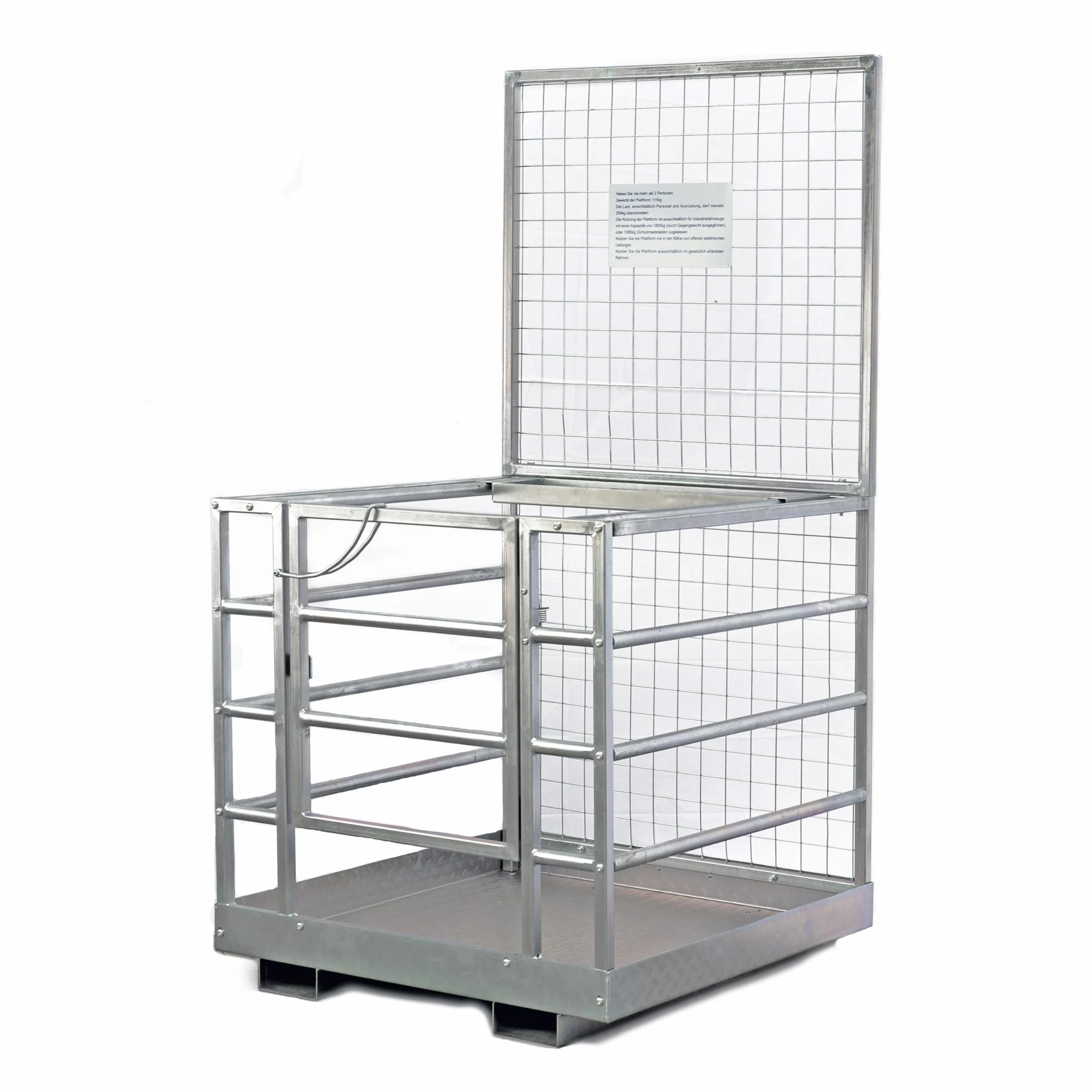 Pallit Nacelle élévatrice galvanisé | Capacité de charge 250 kg | 1150 mm x 1080 mm Taille | Panier de sécurité avec porte-outils