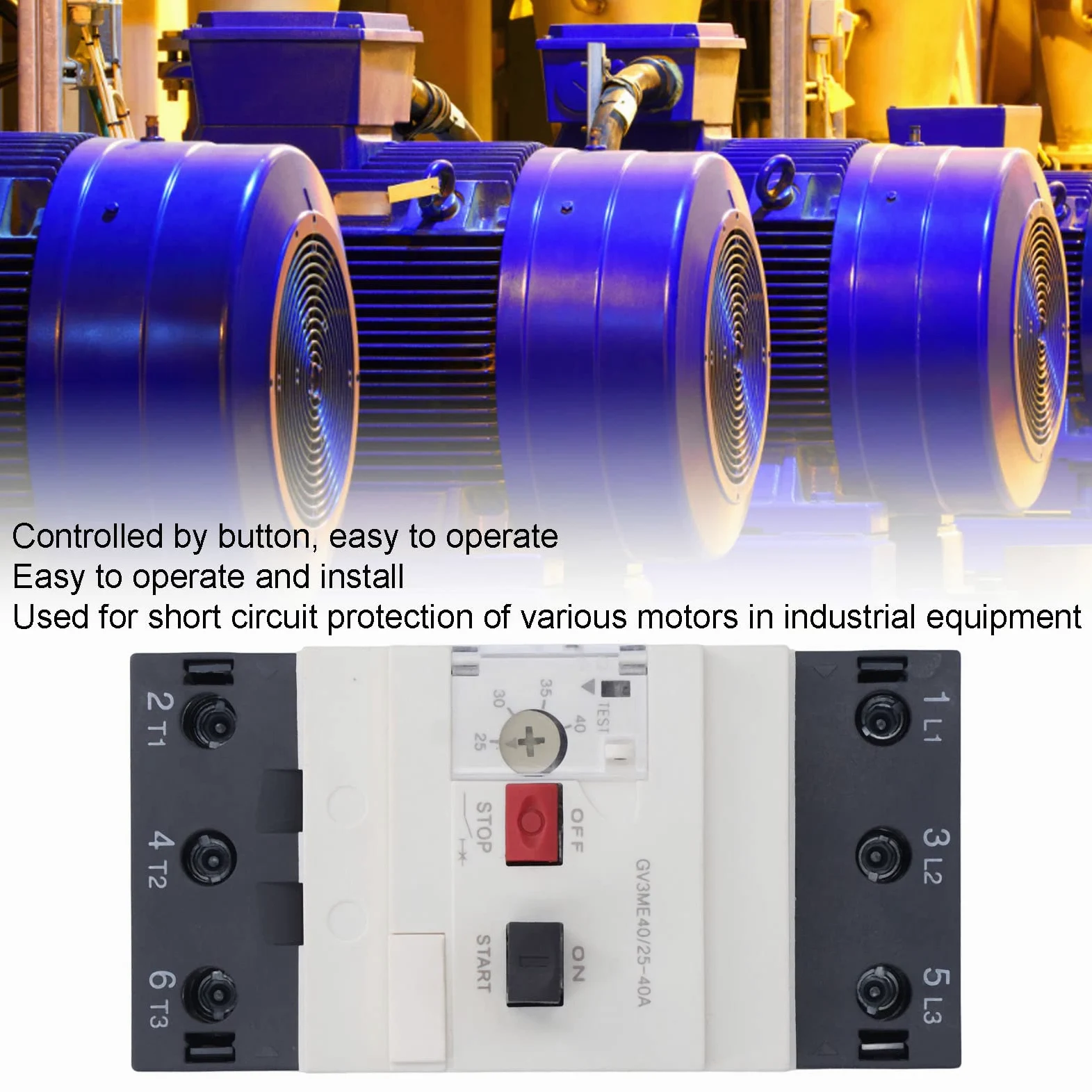 GV3ME40 Interrupteurs de protection moteur Bouton-poussoir Disjoncteur magnétique thermique 690V 25-40a Protection contre les fuites Commutateur d'air Appareils de distribution et de contrôle électriq