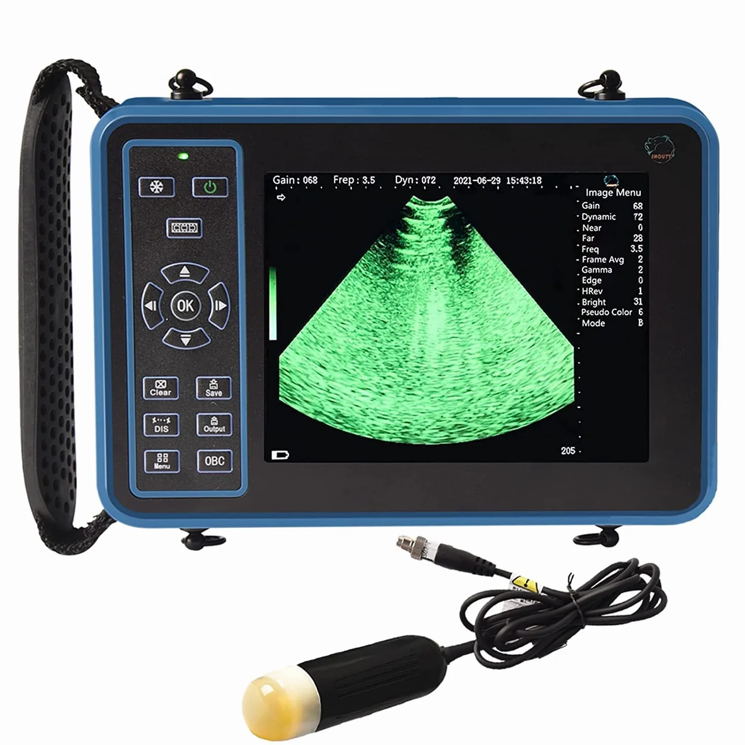 Scanner à Ultrasons Vétérinaire, Machine à Ultrasons Vétérinaire Ferme Animaux Animaux de Compagnie Avec 3,5 MHz Sonde Convexe 8 Champs de Couleur Pour Moutons, Chiens, Chats Et Pour Test de Gestation