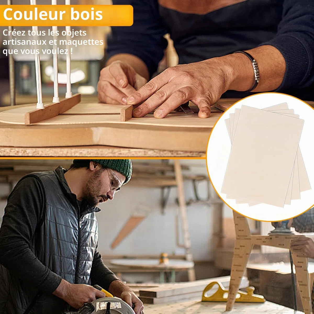 JMIATRY Lot de 8 Contreplaqué 4mm, Planche Bois 420x300mm, A3 Panneau de Contreplaqué pour Pyrogravure Bricolage Artisanate en Bois Modèles et Peintures