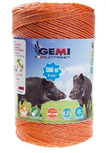 Gemi Fil pour Clôture Électrique avec Conducteurs Renforcés pour Animaux et Protection Anti-Sanglier 500 m 6 mm²