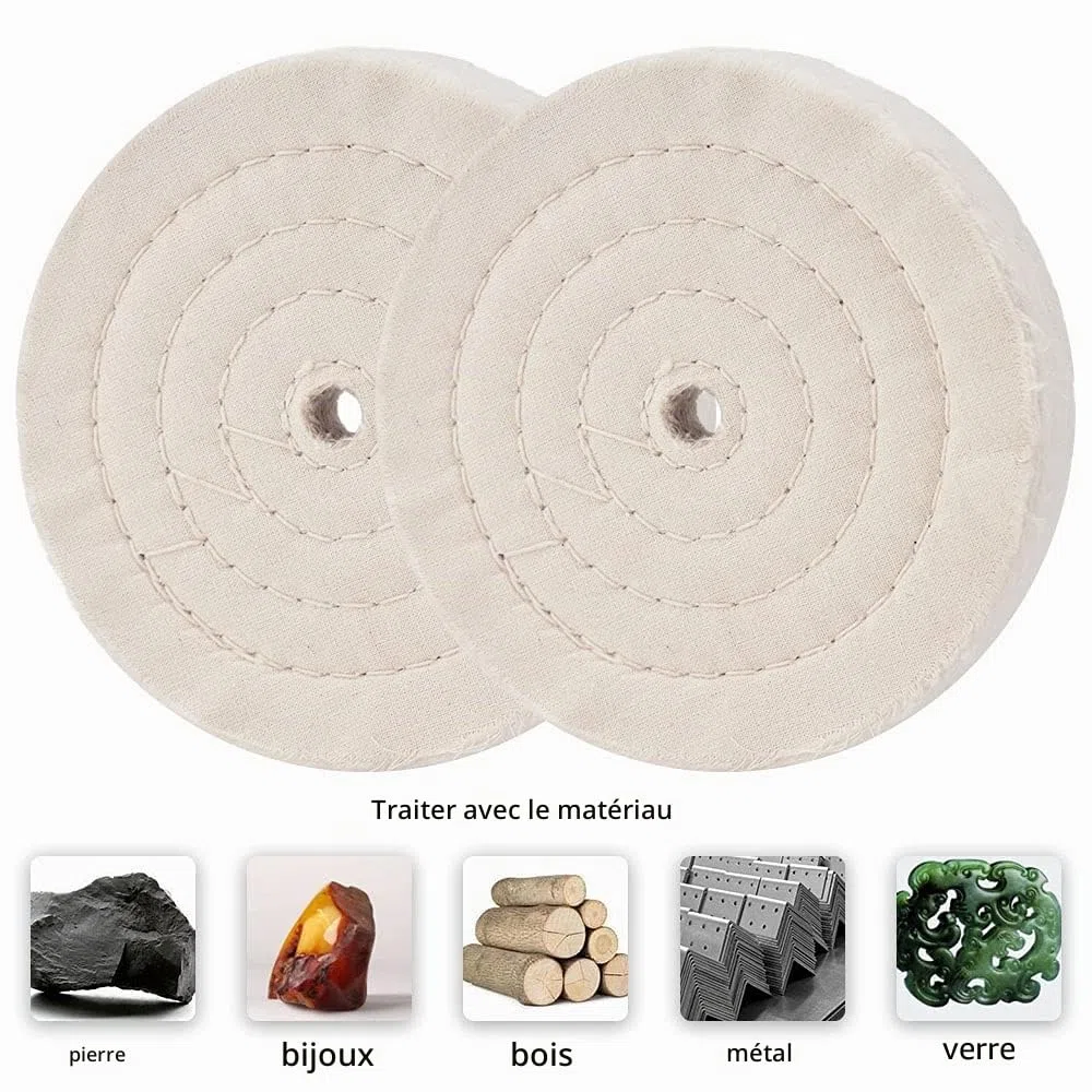 Lot de 4 disques de polissage, en coton, 150 mm, extra épais, en spirale, pour outil de ponçage de table avec trou de mandrin de 12,7 mm, 70 couches