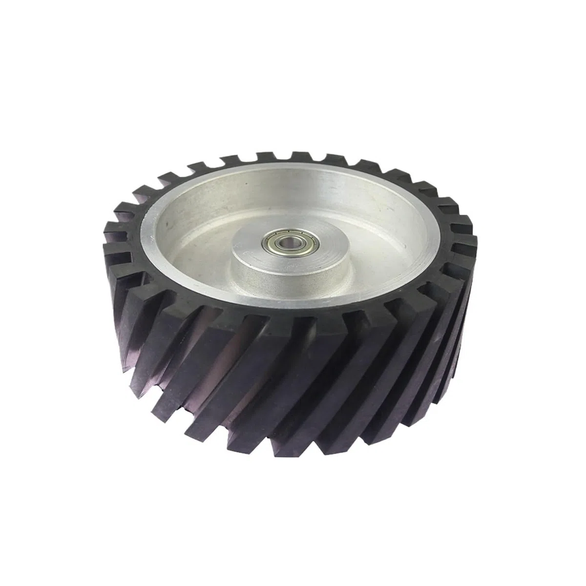 Roue de contact en caoutchouc dentelée 200 x 75 mm, équilibrée dynamiquement, for ponceuse à bande(6004 installed 20,Medium 70A)