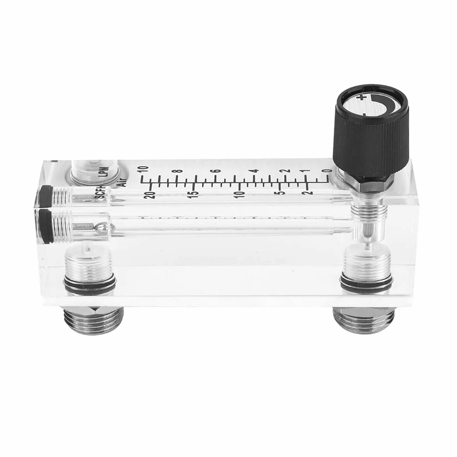 Débitmètre de gaz, débitmètre LZM-6T, type de panneau réglable acrylique Testeur de débitmètre de gaz 1~10LPM 1/4 "BSP M18 * 1.5 avec vanne de contrôle pour oxygène air gaz