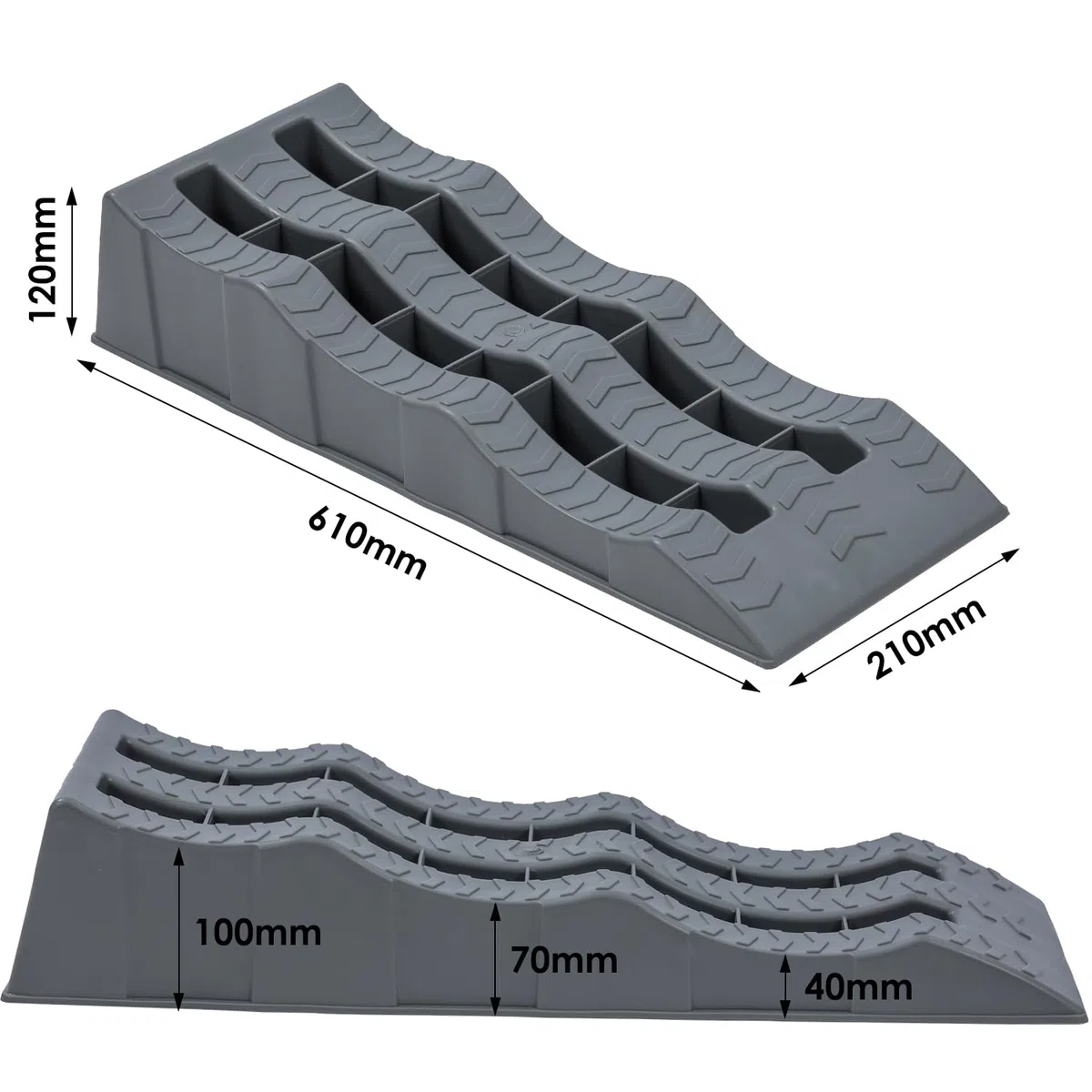 KATSU Rampes de Nivellement pour Caravane 2 Pièces Capacité de 4 Tonnes Robuste à 3 Niveaux pour Camping-car, Véhicules, Garage, Atelier, Service de Voiture