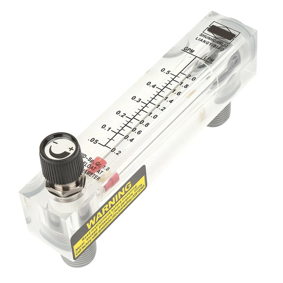 LZM-15T Débitmètre de Liquide à Panneau, Acrylique Transparent, 0,1-0,5 GPM, ZG1/4 Filetage Intérieur, Ajustable, pour Mesure de Débit