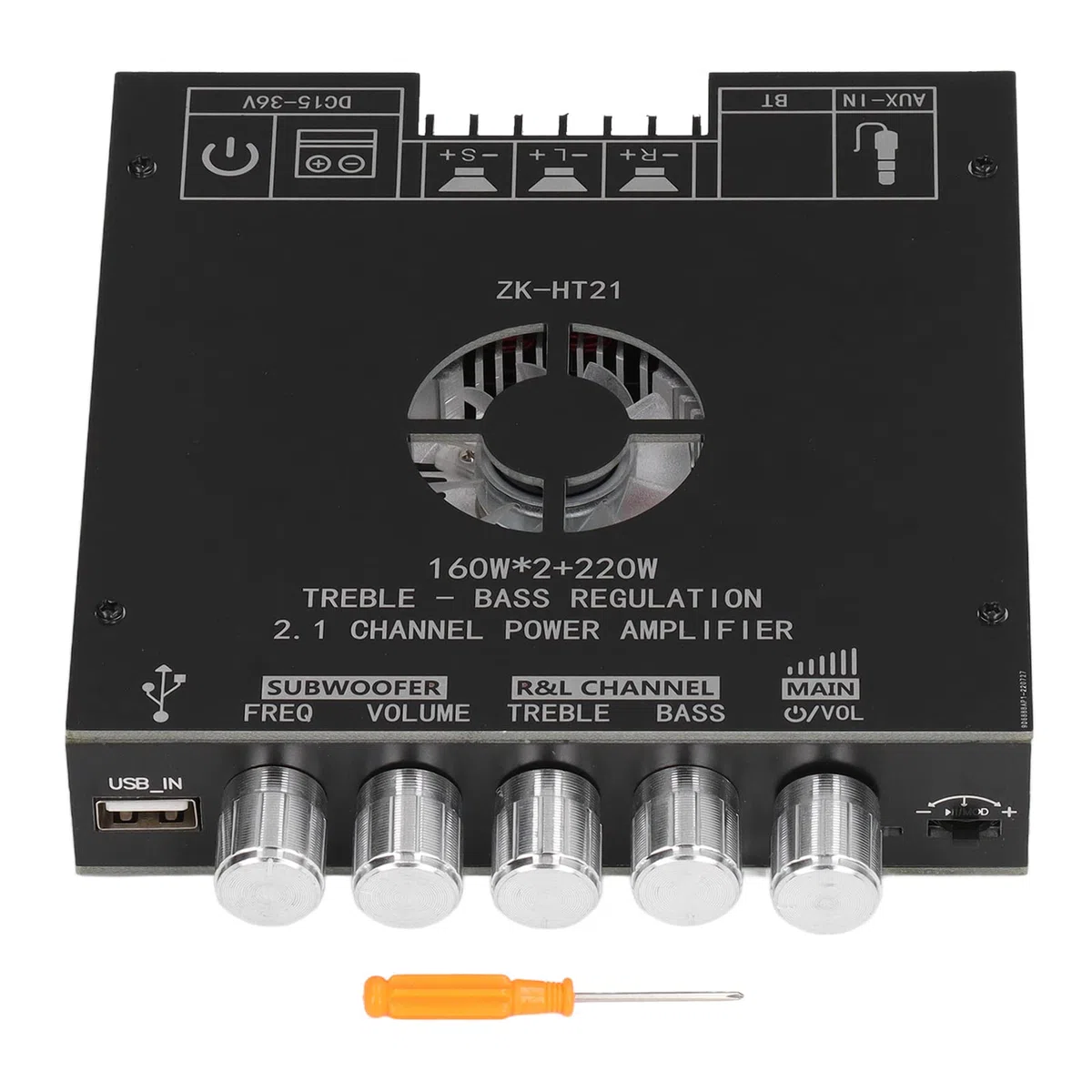 Carte d'amplificateur BT 5.0 2.1 Canaux, Ampli Audio de Caisson de Basses HiFi 100 W avec Contrôle des Aigus et des Basses, Contrôle du Volume 500 MV, Carte d'amplificateur de Puissance ZK