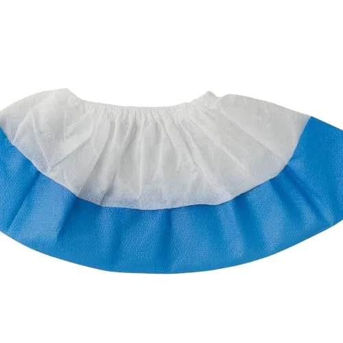 Sur-chaussures PP/PE blanc et bleu 38 x 17cm - Boite de 500 pièces