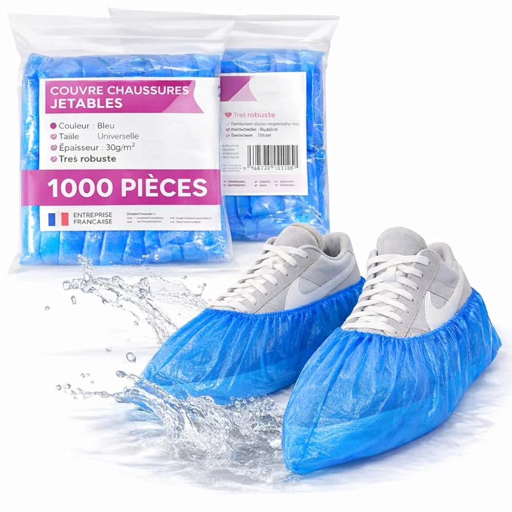 1000 Couvre-chaussures jetables résistants et imperméables - Surchaussures jetables en CPE - Nettoyage domestique - Jardinage