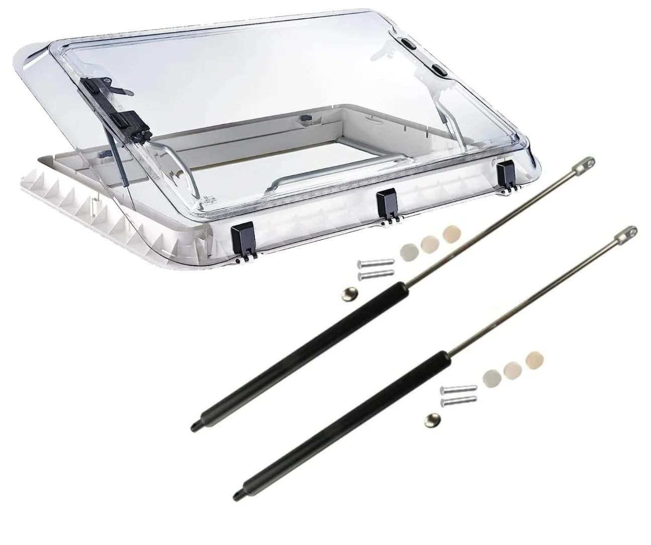 Kit de Remplacement de Ressort à Gaz Compatible avec le Puits de Lumière Seitz Dometic Heki 2. Accessoires Caravane ou Camping-car. (Kit d'Installation Complet.)