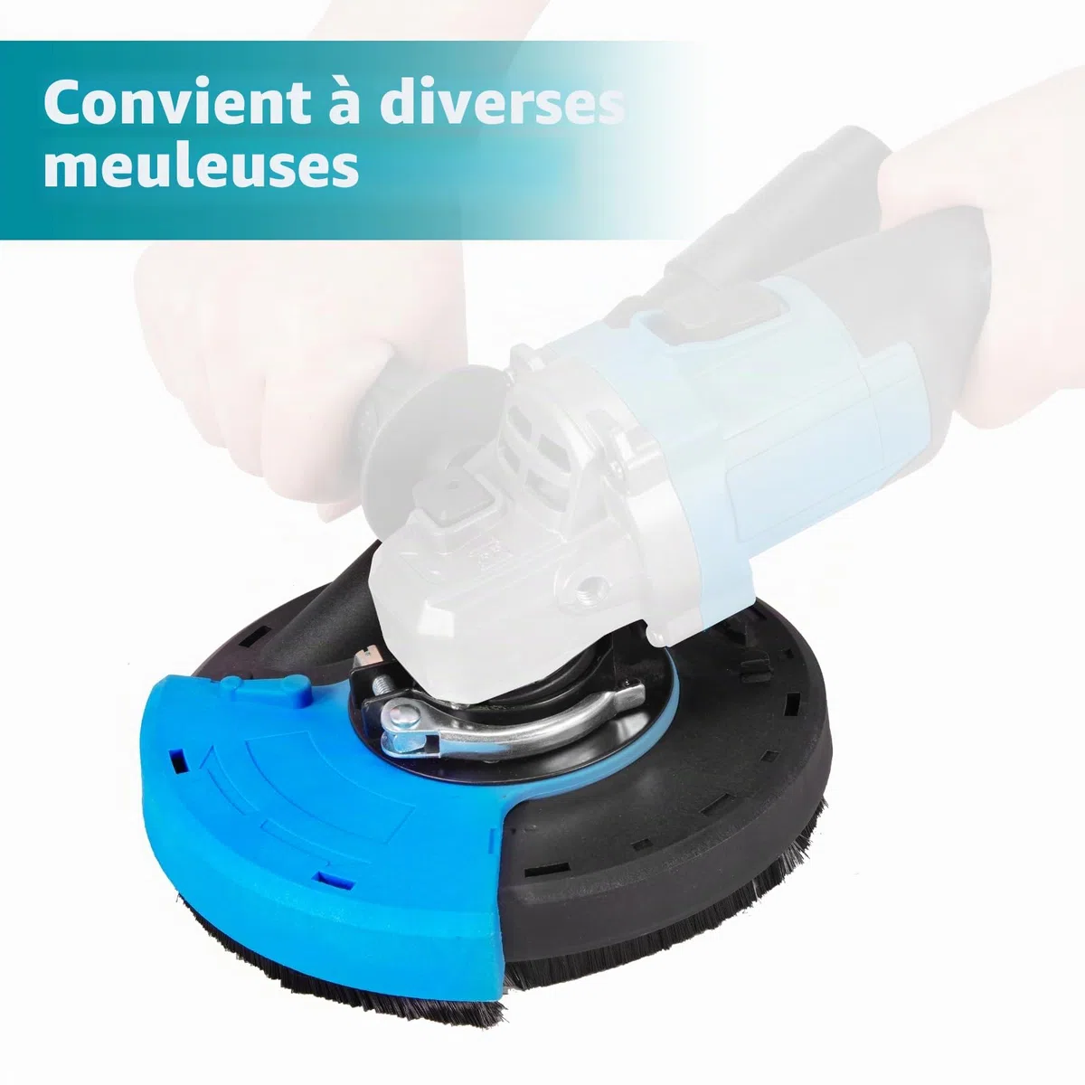 ONEVAN Kit de tête de meuleuse diamantée, ponceuse à béton, protection d'aspiration universelle pour meuleuse d'angle 125 mm avec couronne de brosse remplaçable, travail sans poussière pour béton