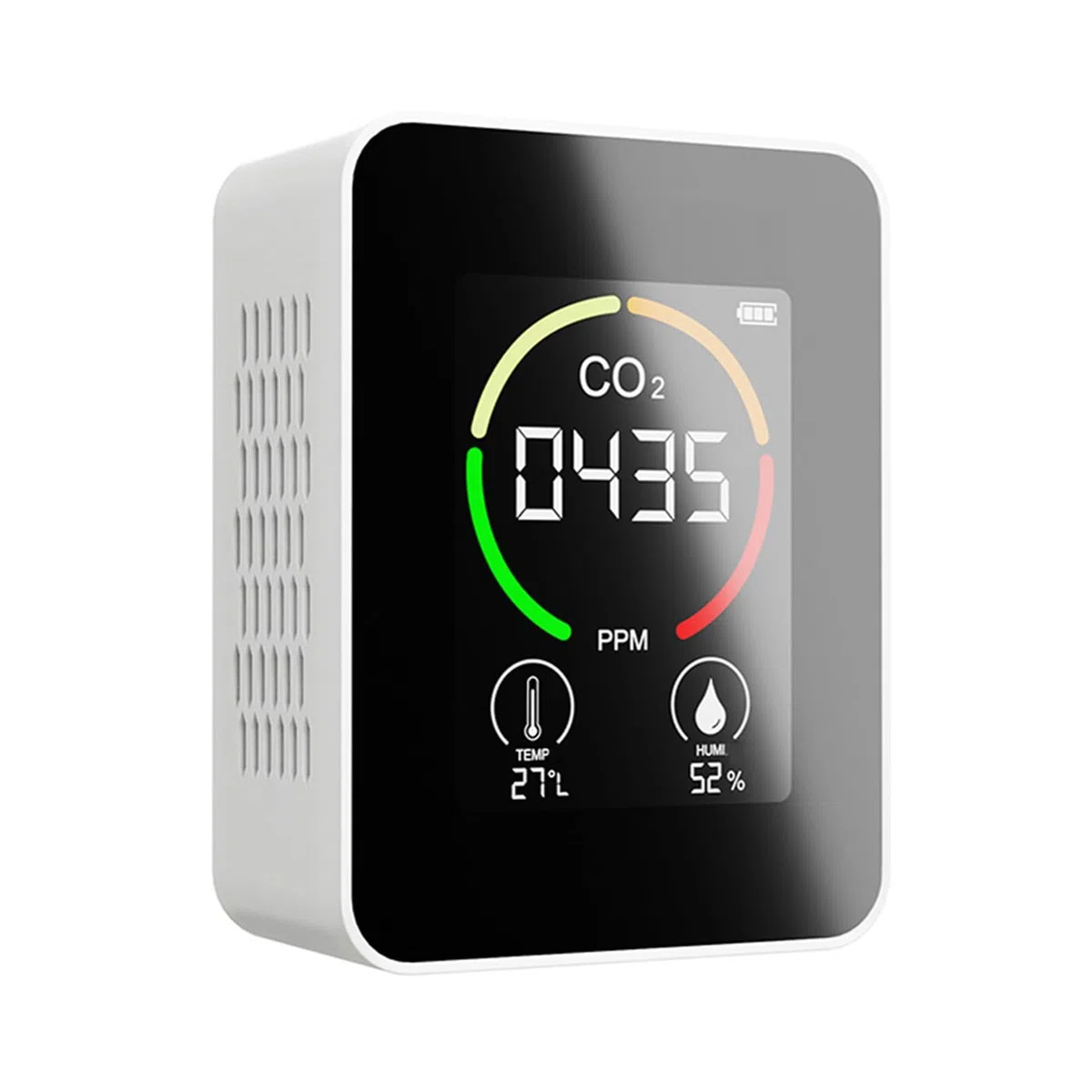 Moniteur de qualité de l'air – Détecteur de radon à grand écran LCD pour une utilisation en intérieur avec système intuitif à code couleur – Idéal pour les serres, la production agricole et les