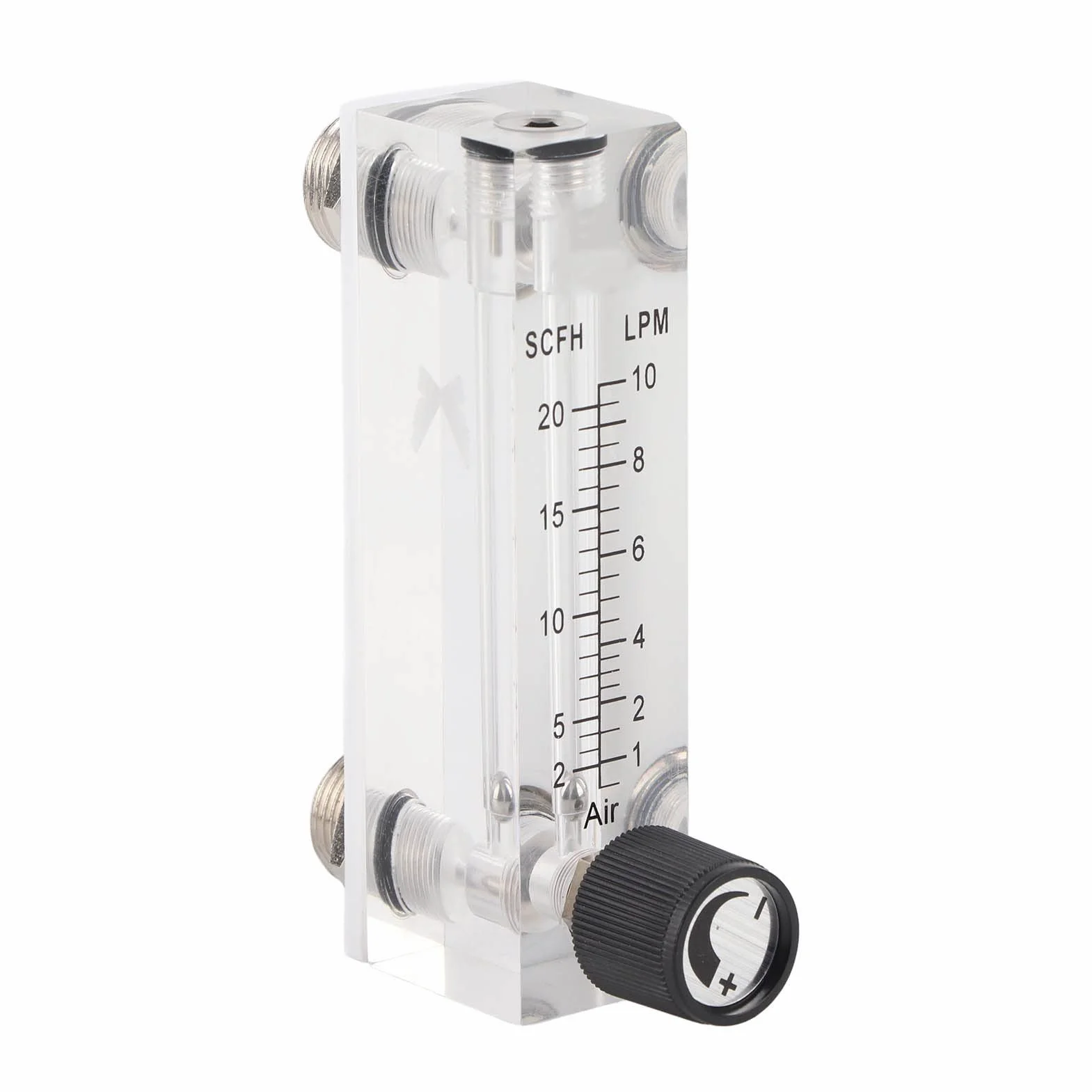 Débitmètre de gaz, débitmètre LZM-6T, type de panneau réglable acrylique Testeur de débitmètre de gaz 1~10LPM 1/4 "BSP M18 * 1.5 avec vanne de contrôle pour oxygène air gaz