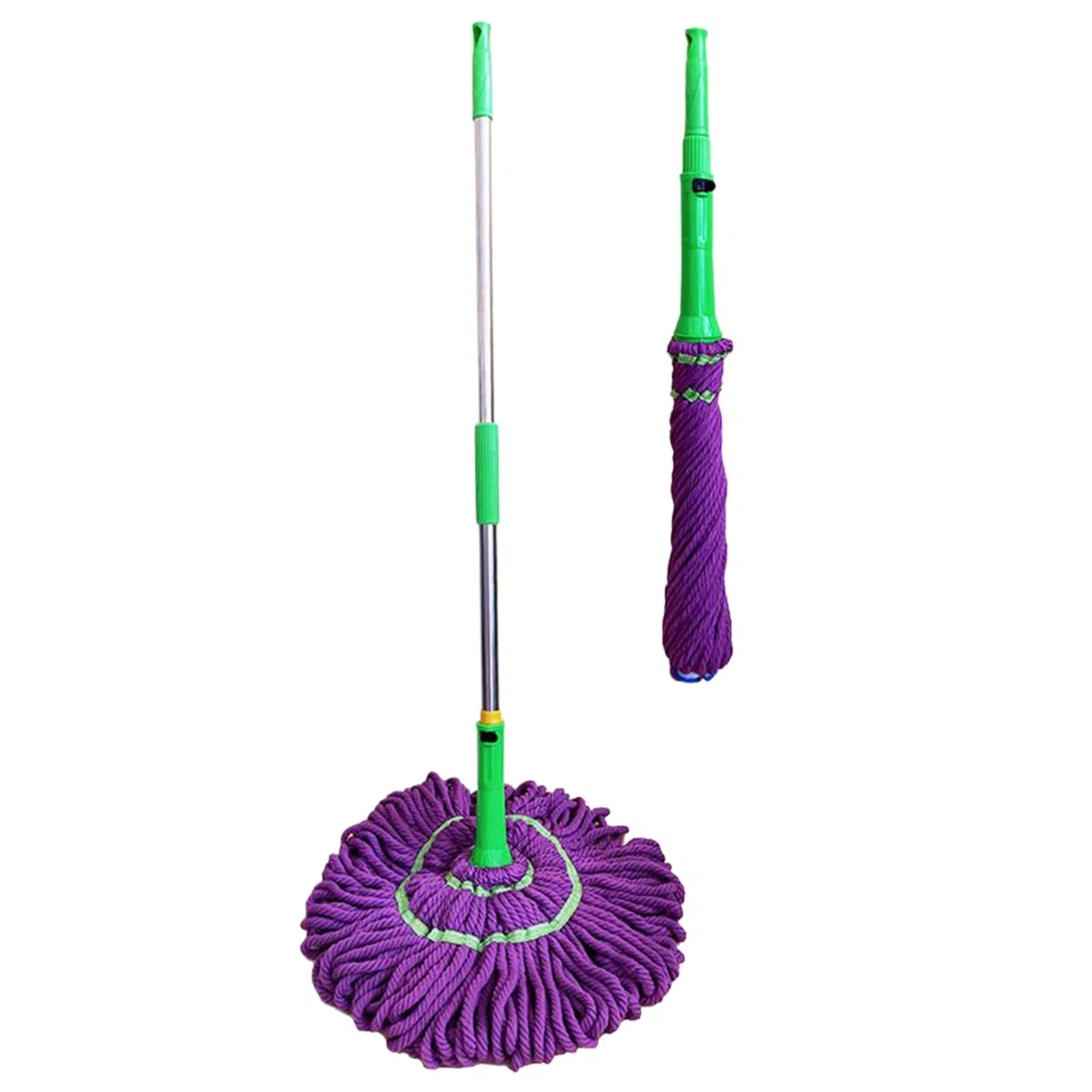 Balai Serpillère Twist Mop, Vadrouille Nettoyage Lave Sol avec Télescopique Manche de 115 cm de Long, Double Usage Humide et Sec pour Le Nettoyage du Bois, Carrelage, Marbre