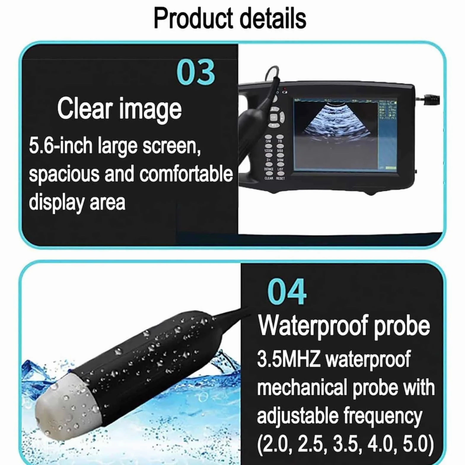 échographe Vétérinaire Portable avec Sonde 3,5 MHz,pour Porcs Et Ovins Echographie Appareil Grossesse Multifonction avec Lecture HD Couleur,pour Tests De Grossesse HD