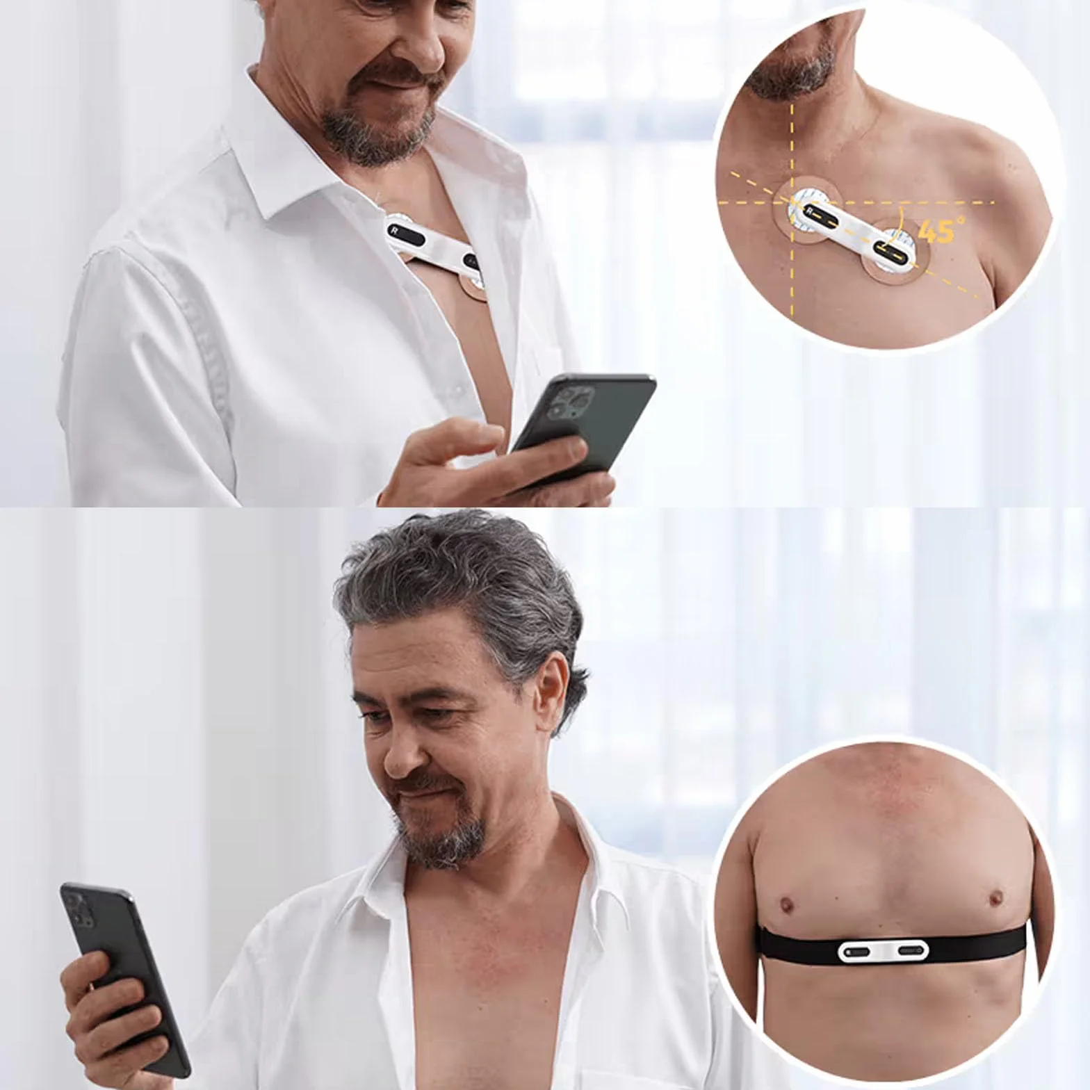 Wellue ECG 24 heures à domicile,Analyse AI,Enregistreur d'événements ECG,Compatible Ios & Android, Mac & Windows, temps de surveillance de 5 min à 24 h