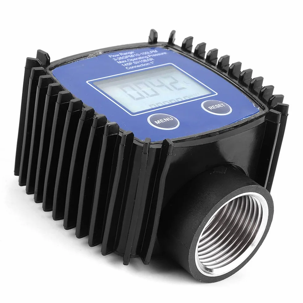 Débitmètre numérique, 5-120 L/Min, débitmètre à turbine de 1 pouce avec affichage LCD, débitmètre de carburant avec une précision de 1% pour les liquides chimiques