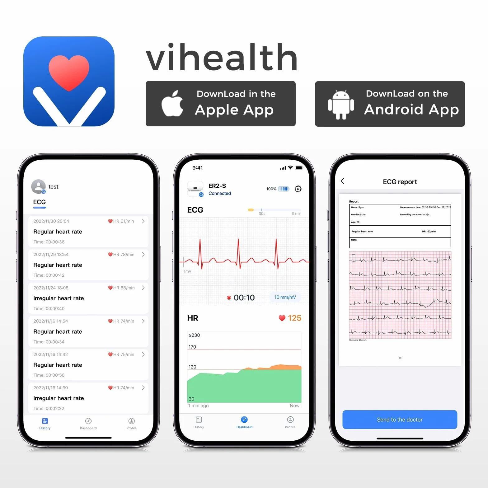 CheckMe ER2-S ECG pour la maison Appareil ECG portable avec ceinture thoracique précise (30 sec. à 15 min. d’enregistrement), visualisation en temps réel via l’application, espace de stockage illimité