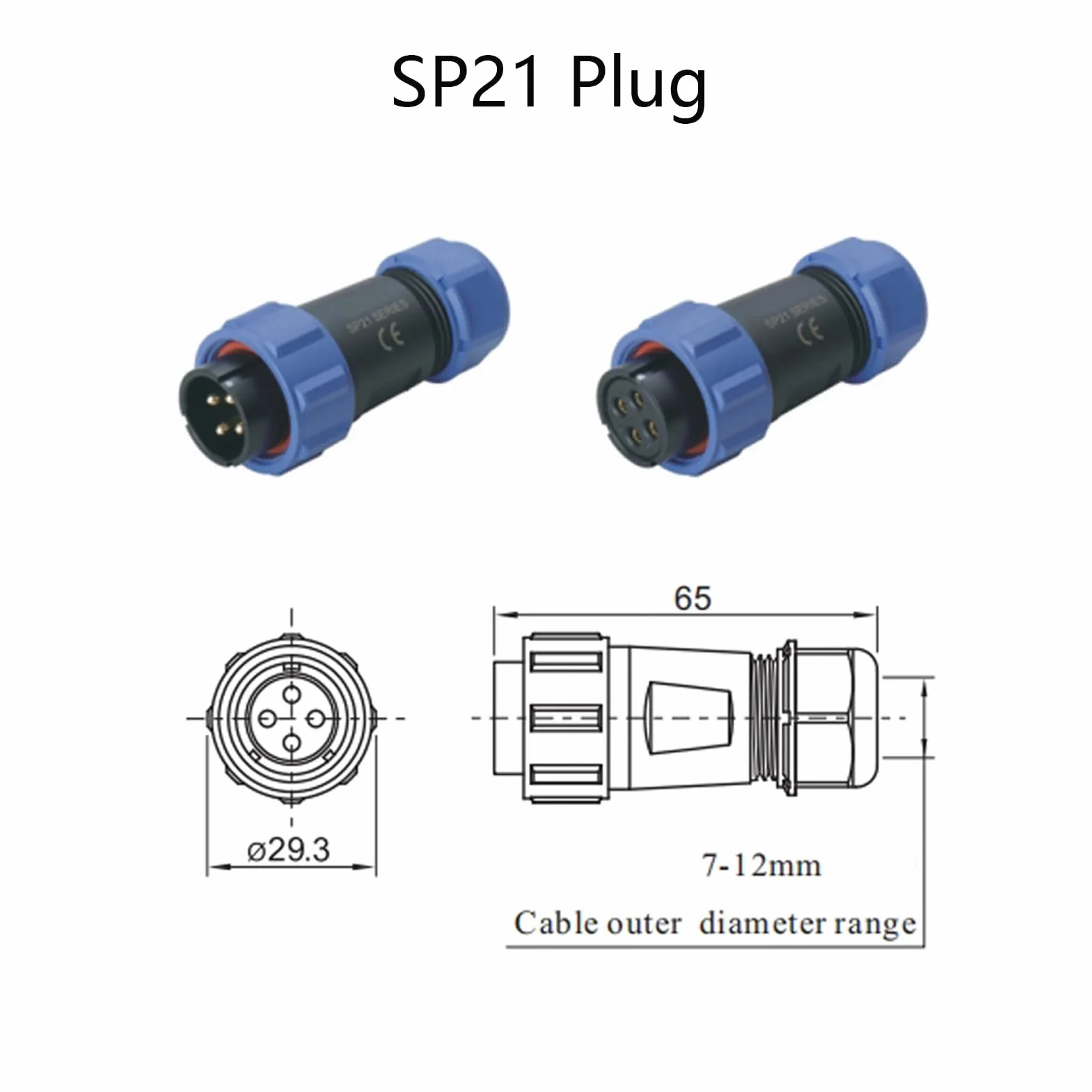 Lot de 3 connecteurs d'aviation SP21 à 3 broches, IP68, 3 broches, sans soudure, fiche d'aviation étanche pour lampes extérieures, 500 V 30 A (câble 12 AWG, sertissage à vis
