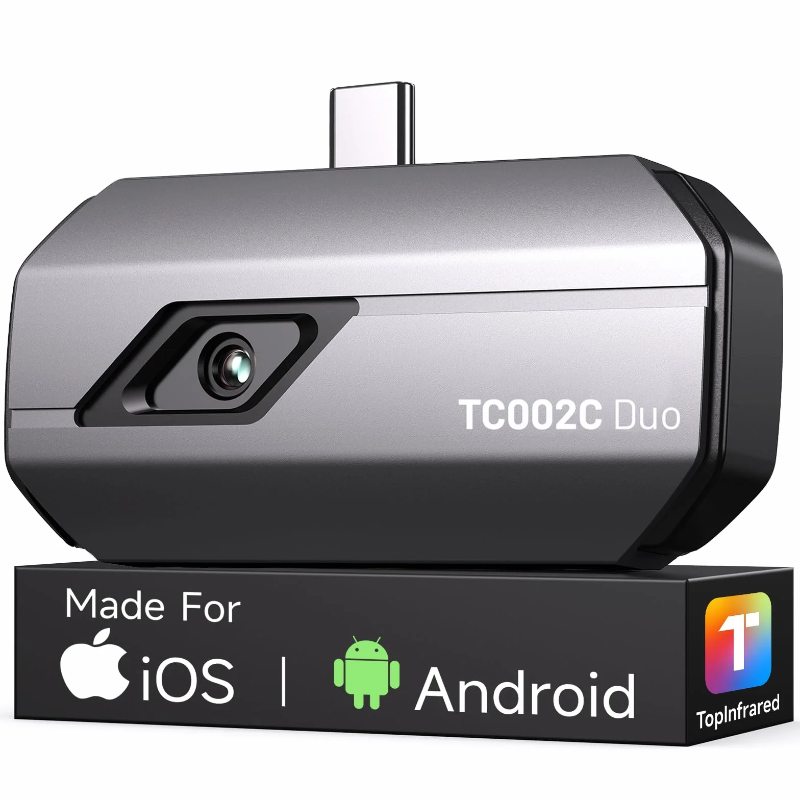 TOPDON TC002C Duo Camera Thermique pour Android iPhone iPad, 512x384 TISR Haute Résolution, -20℃ à 550°C Plage de Température, 25Hz, 40mK, Camera Infrarouge avec USB-C pour Smartphone/Tablet/Windows