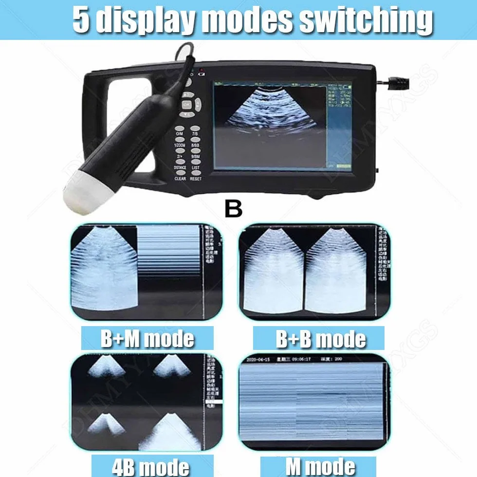 ÉChographe B Portable pour Animaux,Kit VéTéRinaire,Appareil Portable HD pour Tests Gestation,avec Sonde éTanche 3,5 MHz, pour Porcs,Ovins,Chiens,Chats,BéTail Et Animaux Compagnie
