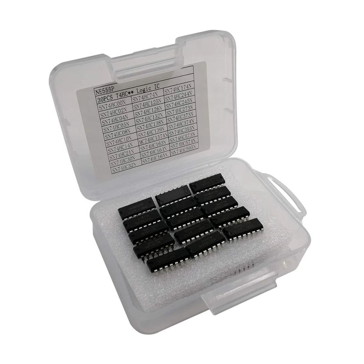 Lot de 30 pièces Logic IC Série 74HCxx (00 02 04 05 08 10 14 21 30 32 74 125 126 132 138 139 157 163 164 165 174 245. 273 3. 73 374 393 573 574 595) + 1 NE555P total 31 pièces.
