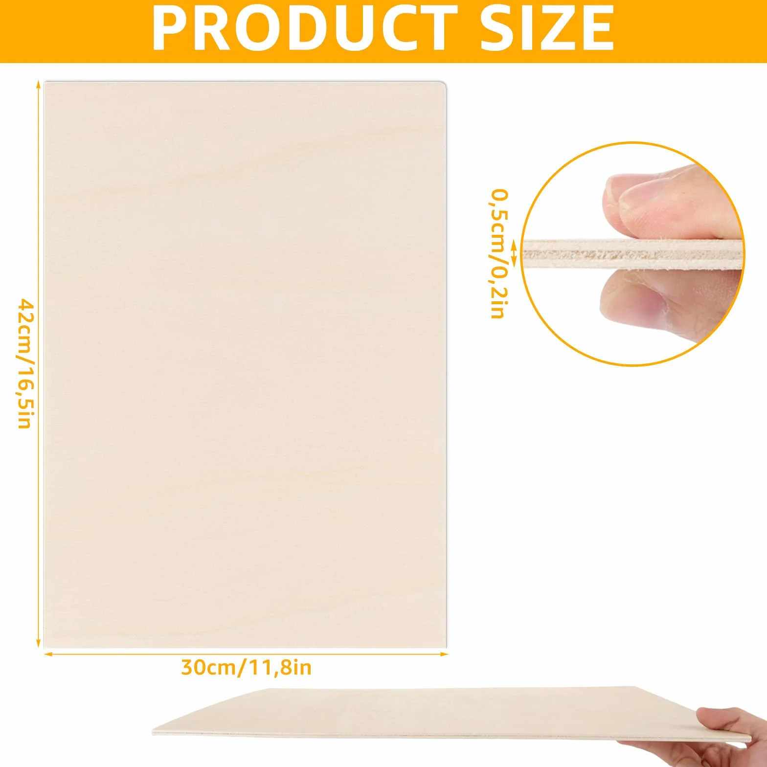 JMIATRY Lot de 8 Contreplaqué 4mm, Planche Bois 420x300mm, A3 Panneau de Contreplaqué pour Pyrogravure Bricolage Artisanate en Bois Modèles et Peintures