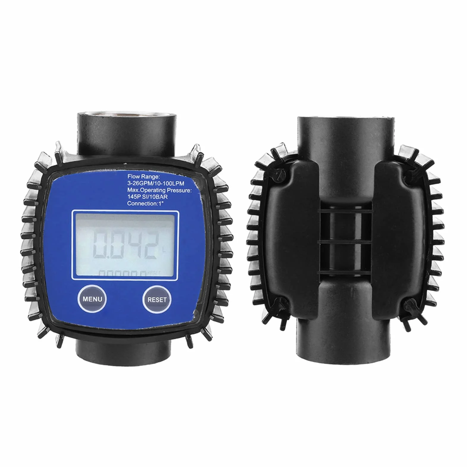 Débitmètre numérique, 5-120 L/Min, débitmètre à turbine de 1 pouce avec affichage LCD, débitmètre de carburant avec une précision de 1% pour les liquides chimiques