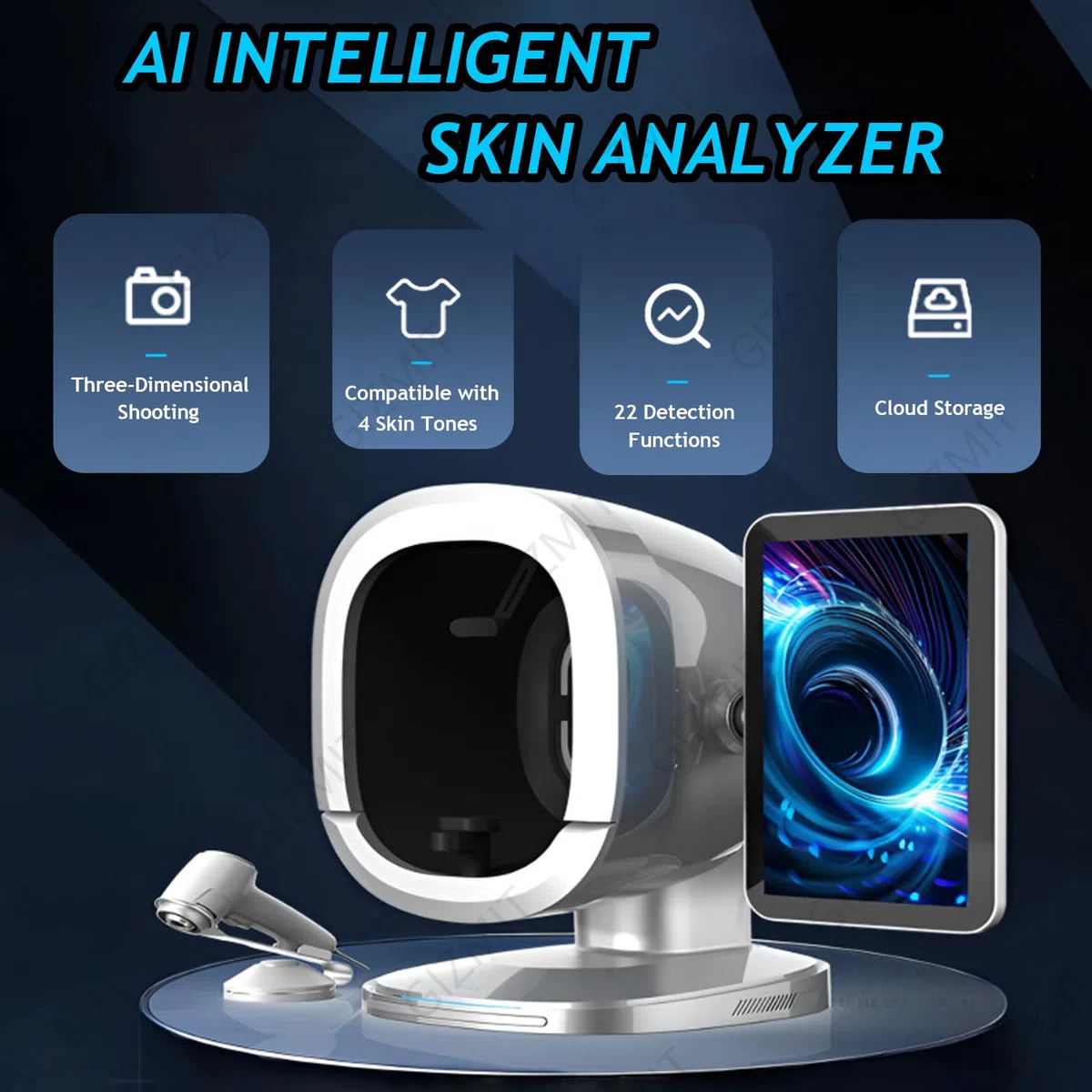 Analyseur de Peau Professionnel, Appareil d'analyse cutanée IA avec caméra HD 30 MP, Diagnostic Professionnel pour l'évaluation des Soins de la Peau, Stockage des rapports dans Le Cloud