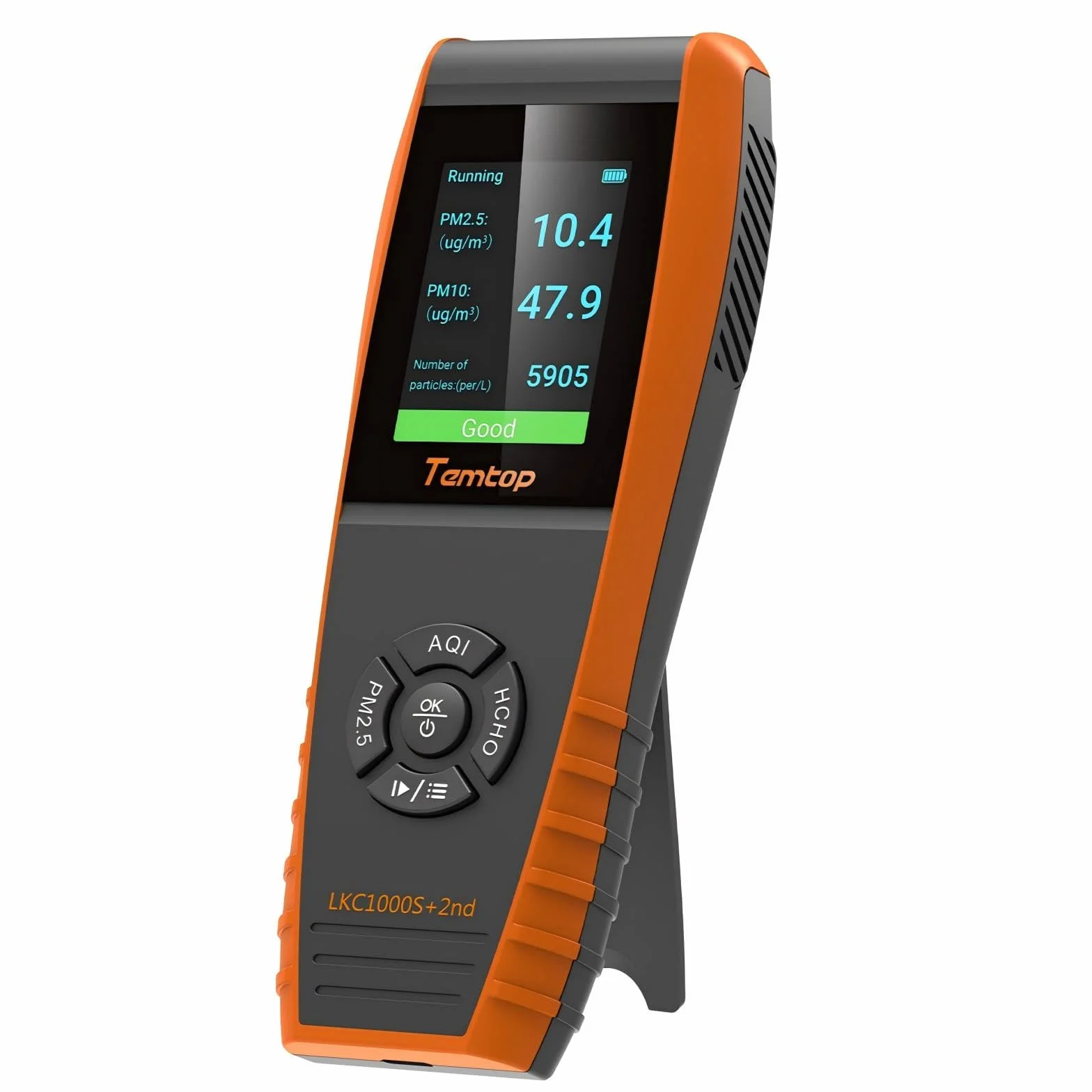 Temtop Détecteur de Qualité de l'air Appareil Mesurant PM2,5 PM10 HCHO COV AQI Température et Humidité Moniteur Qualité Air Intérieur pour Maison Bureau, LKC-1000S+2nd